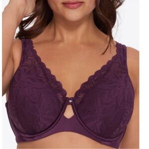 NWT Bare Necessities Lace Underwire Bra in Raisin Grape Purple 40C